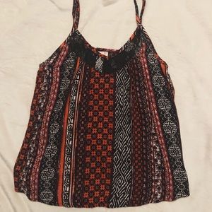 Aztec print lace tank top